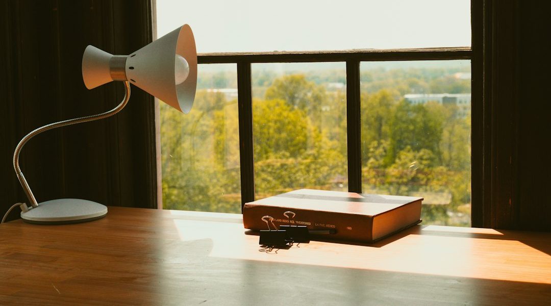 Photo adjustable height minimal desk lamp reading nook