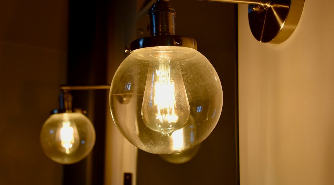 Photo color changing exposed bulb vanity lighting