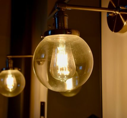 Photo color changing exposed bulb vanity lighting