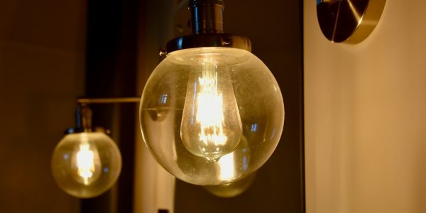 Photo color changing exposed bulb vanity lighting